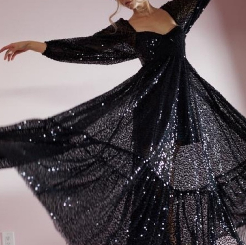 Selkie Black Sequin Gown